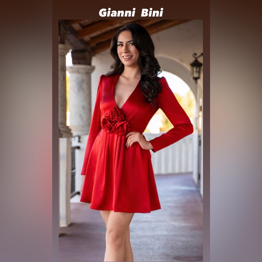 Gianni Bini Red Long Sleeve Dress